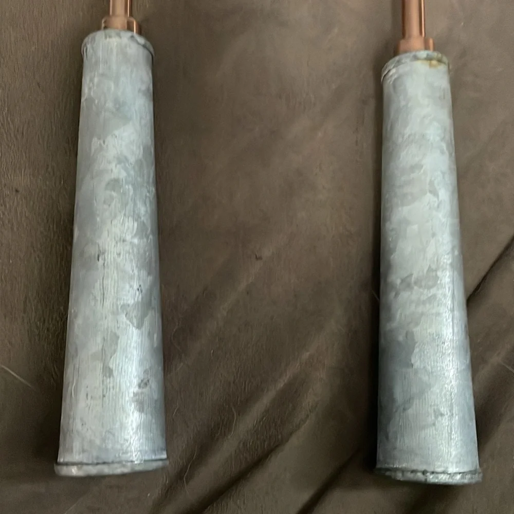Galvanized and copper serving set